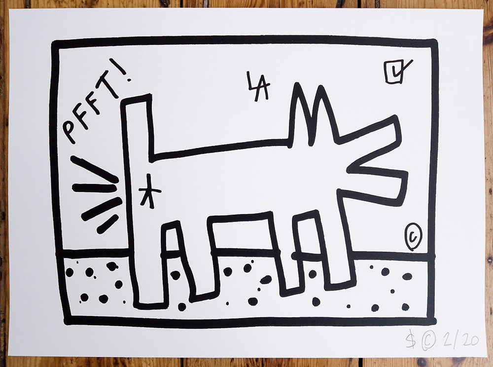 ''Pfft! (white)'' limited edition hand finished screenprint by Skeleton Cardboard