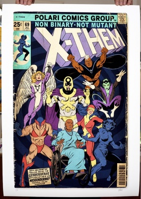 ''X-Them'' limited edition gicle print by Villain